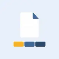 Un document, et sous lui son nom en trois blocs : un doré, deux bleus.