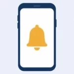 Un téléphone à l’écran vide, avec une cloche de rappel